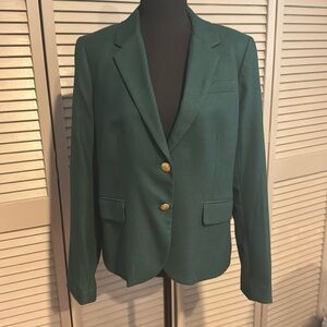 Classic J. Crew Schoolboy Blazer Emerald Green Gold Buttons Size 12
